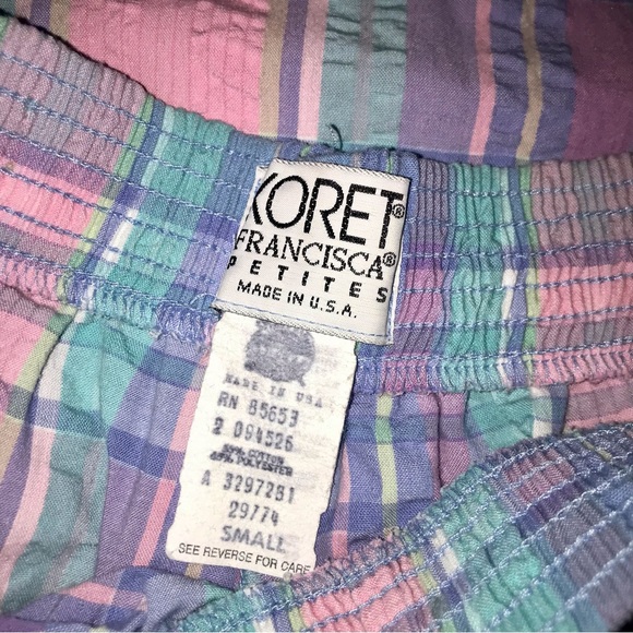 Vtg 80s/90s Pastel Goth/Kawaii Fun Plaid Picnic Matching Shorts Set - Picture 7 of 12